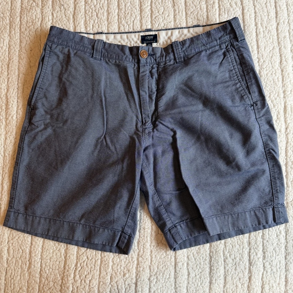 J. Crew Shorts Men's Size 34 Sunwashed Oxford Chino Blue 9" Inseam Cotton
